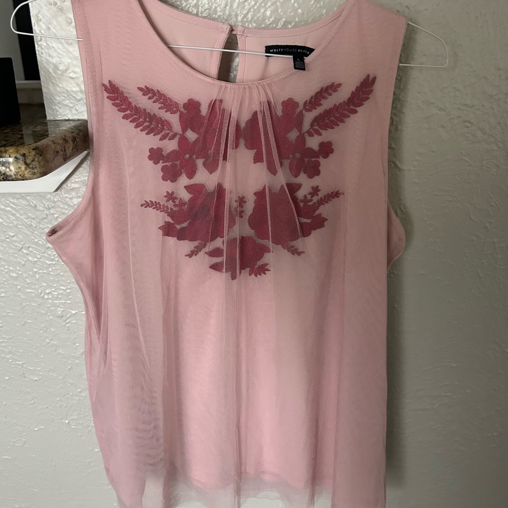 Pink Sleeveless Top with Floral Design